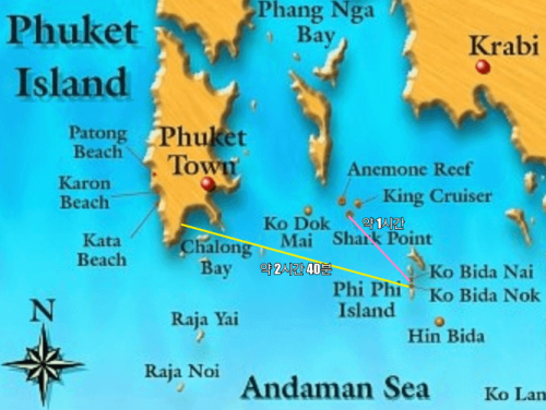 phiphi map, diving in phiphi